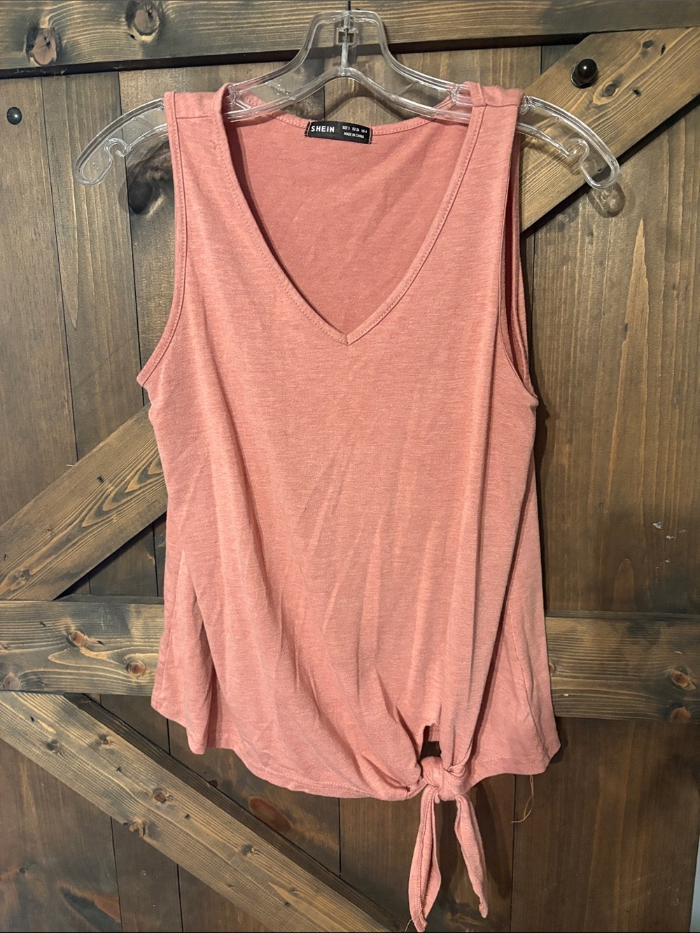 SHEIN Dusty Rose V-Neck Tie-Hem Tank Top